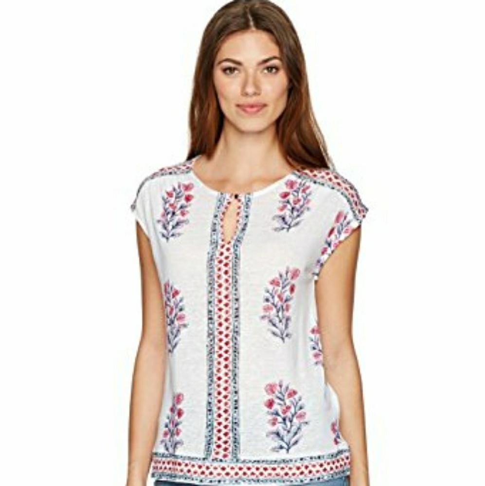 NWT LUCKY BRAND Wood Block Floral Top